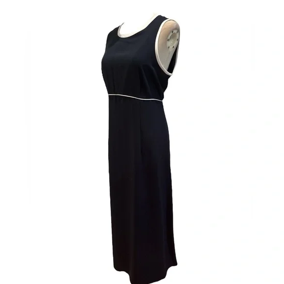 NWOT Y2K LIZ CLAIBORNE BLACK & WHITE MINIMALIST SLEEVELESS MAXI DRESS SZ 12 - Picture 4 of 6